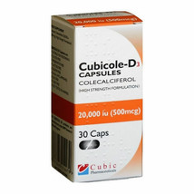 Cubicole Vitamin D3 20000IU Capsules x 30 Vitamin D3 Colecalciferol Supp... - £21.91 GBP