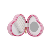 Bey Berk PINK Heart Shaped Travel Jewelry Storage Box with Mirror Leather - $39.95