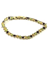 Rare Vintage Gold Tone Bracelet With Yellow Green Maroon Beads Accents 7” - $15.95