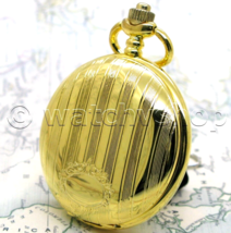 Pocket Watch Gold Color Men Gift 48 MM with Arabic Numbers Curb Link Cha... - £16.33 GBP