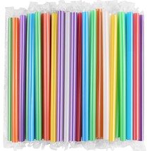 [Individually Wrapped] 100 Pcs Disposable Jumbo Smoothie Straws, Wide-Mouthed Mu - £11.72 GBP