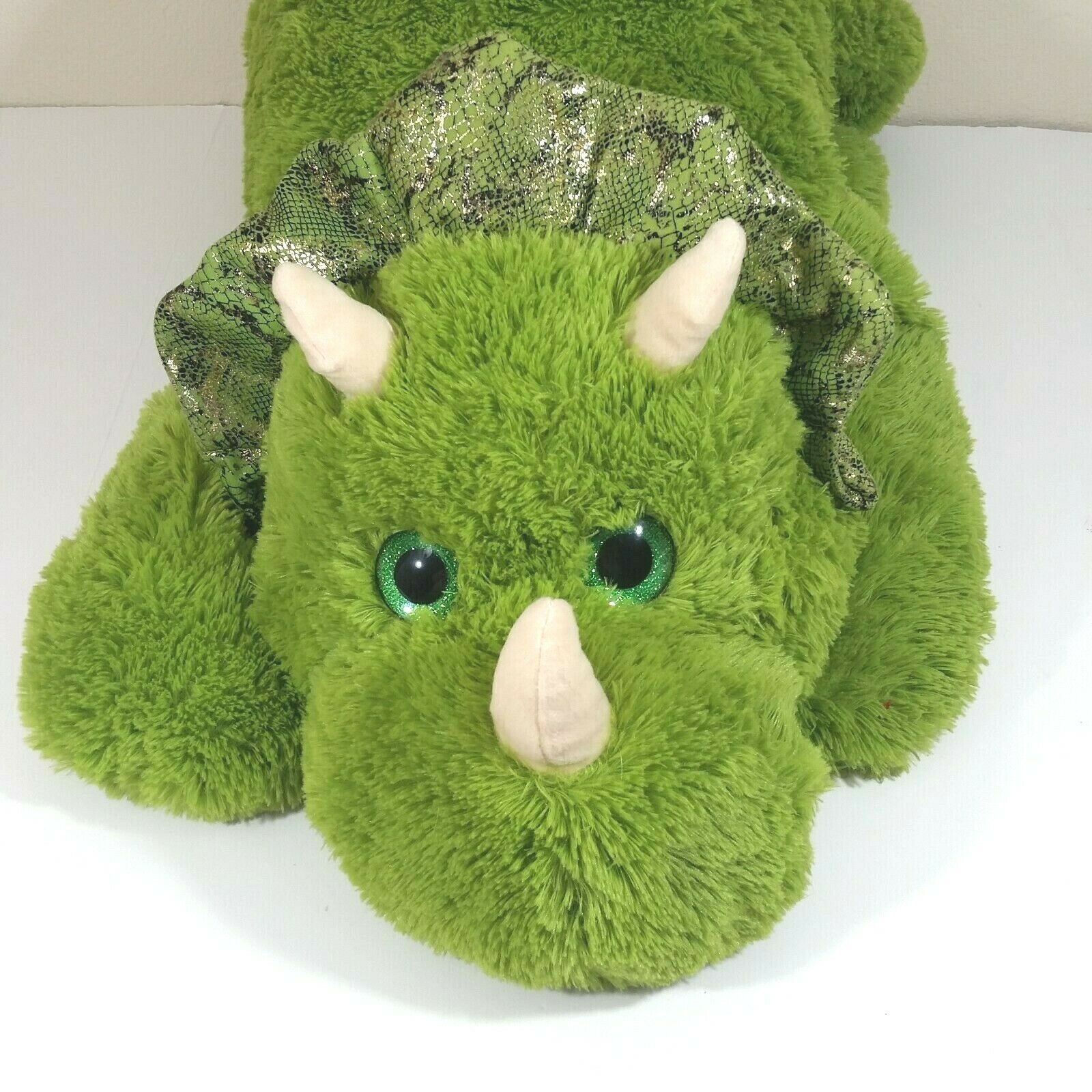 HugFun Green Triceratops Dinosaur 44 Inch Stuffed Animal Toy Soft Floppy Jumbo - $38.69