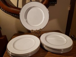 Mikasa Cameo Platinum HK301 Dinner Plates 10¾&quot; Lot of 9 + 12&quot; Chop Plate - £85.71 GBP