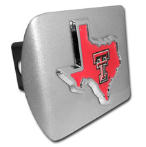 texas tech tx shape color logo chrome emblem brushed trailer hitch cover - £60.74 GBP