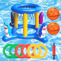 2-In-1 Pool Toys Games Set, Inflatable Pool Basketball Hoop &amp; Ring Toss ... - £26.85 GBP