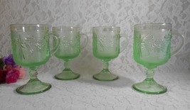 Vintage Mug Indiana Sandwich Glass Chantilly Green Cup Footed, Handle, Tiara  - £23.95 GBP