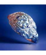 Earth Mined DIAMOND Deco Engagement Ring Antique PLATINUM Sapphire Solit... - €6.314,45 EUR