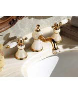 Bathroom 8&quot; widespread Lav Sink faucet Gold Color Ceramic stone faucet W... - £154.28 GBP