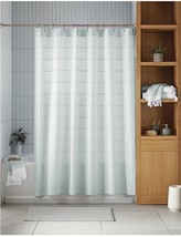 Haven 72-inch x 72-inch Organic Cotton Pebble Stripe Shower Curtain in Sky Green - £22.72 GBP