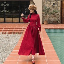 YOSIMI 2023 Spring Maxi Vintage Corduroy Long Women Dress Fit and Flare Ankle-Le - £96.03 GBP