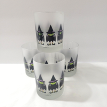 Set of 4 Culver Witch Coven Halloween Glasses Black Hat Witches Green Face 12 oz - $48.30