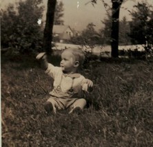 Real Photo Adorable Infant Field 1944 Rural Family Small Town Maine  - £21.42 GBP