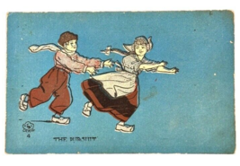 Postcard Crane Dutch Boy Chasing Dutch Girl THE PURSUIT Postmarked 1910 Divided - £6.08 GBP