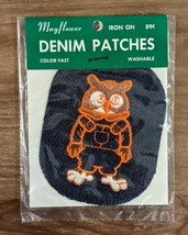 Vintage Mayflower Iron On Denim Patch &quot;Owl In Overalls&quot; Color Fast Washable NIP - £6.01 GBP