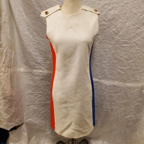 Primary image for Chas. A. Stevens & Co. Chicago Designers Shop Women's White Dress with Blue a...