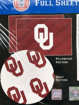 OU Sheets Double Full Oklahoma Sooners NEW Sealed White Red Gift Fan Decor - £75.08 GBP