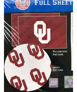 OU Sheets Double Full Oklahoma Sooners NEW Sealed White Red Gift Fan Decor - £73.26 GBP