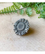 Vintage &quot;Danforth Pewter” 1992 Genuine Pewter Sunflower Brooch Flower Pin - $14.39