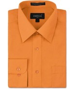 Omega Italy Men&#39;s Long Sleeve Dress Shirt Solid Orange Regular Fit 15/15... - $13.29