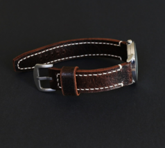 Dark Brown Watch Strap Leather 18-26mm, Handmade Wrist Watch Band Vintag... - $65.00