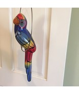 VTG Ceramic  Colorful Parrot Macaw on Hanging Perch Decor Tiki Tropical ... - £65.89 GBP