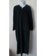 Eddie Bauer Women size Medium Green Velour Robe Sleepwear Henley Long Dress - £18.61 GBP