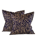 Pair Pillow Covers Vicki Payne Free Spirit Navy Blue Brown Zebra Animal ... - £50.86 GBP