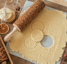 Embossing Rolling Pin Baking Cookies and Biscuit Engraved Roller for Christmas - £17.16 GBP