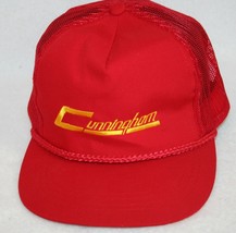 Vintage 90s CUNNINGHAM Logo Red Mesh Snapback Rope Bill Trucker HAT CAP  - £11.62 GBP