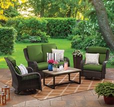 Patio Garden Outdoor Conversation Set 4 Piece Furniture Sofa Swivel Chairs Seat