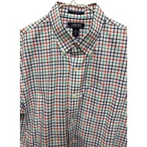  Lands’ End Shirt Men&#39;s L 16 Blue Red Green Plaid Button Up 100% Cotton ... - $18.99