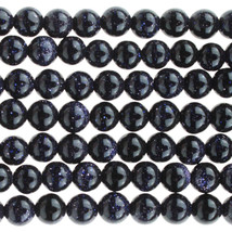 4mm Blue Goldstone (man-made) Round Beads (92 +/- per strand) - $1.78