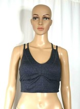 Prana Quartzite Crop Top Black V Neck Sport Bra Top Novelty Back Strap Wms S New - £33.42 GBP