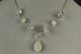 MODERN Sterling Silver Gemstone Artisan Necklace Polished Quartz &amp; Agate Beads - £35.60 GBP