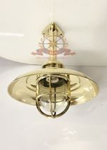 CEILING DECOR OLD WISKA BRASS BULKHEAD LIGHT FIXTURE WITH BIG SHADE LOT ... - £1,242.07 GBP