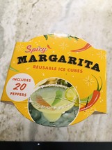 The Spicy Margarita Cocktail Glass Cup W/Reusable Chili Peppers Ice Cubes - £23.84 GBP