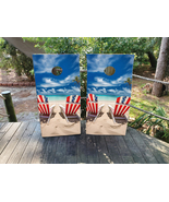 Waterproof Cornhole WRAPS / USA Flag on Beach Chairs  / USA Flag / Lamin... - $85.00