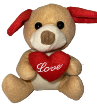 Kellytoy Puppy Dog Tan Red Heart  Love Valentine’s Day Gift Kids Toy Collectors - $7.92