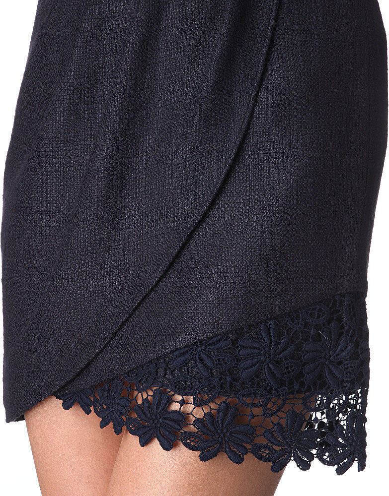 Primary image for NWT ELIE TAHARI 10 mini skirt with lace hem career cocktail navy feminine sexy
