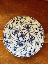 Vintage Blue &amp; White Asian Style Porcelain Scalloped Edged Small Plate –... - £8.89 GBP