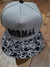 Normal Men Snapback Hat Gray Black Flat  Brim White Line Art Pattern Adj... - $18.99