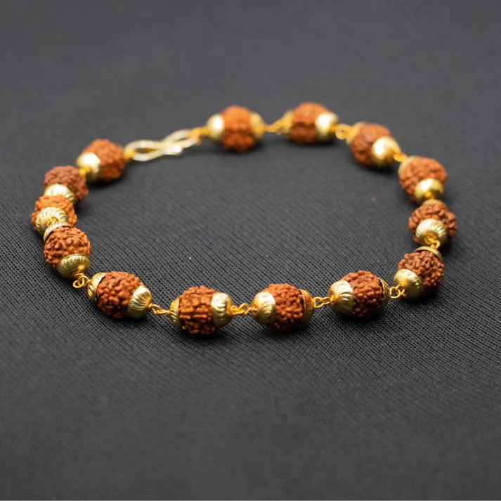 Japam Gold Plated Rudraksha Bracelet For Men - £11.52 GBP