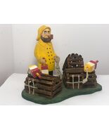 New England Gloucester Lobsterman with Buoy &amp; Traps &amp; Rope -Hand Carved ... - $81.00