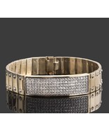 3 Ct Men&#39;s ID Screw Link Diamond Bracelet 14k Yellow Gold Handmade 59.7 ... - £6,690.44 GBP