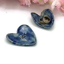 Blue Heart Engagement Ring Dish, I Love You Clay Trinket Dish, Artisan Ceramic - £26.61 GBP