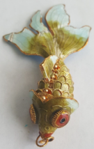 Rare Vintage Koi Fish pendant multi color cloisonné style Articulated - £25.64 GBP