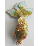 Rare Vintage Koi Fish pendant multi color cloisonné style Articulated - £25.16 GBP