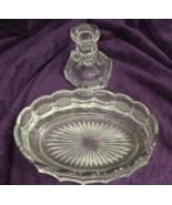 Vintage Fostoria Frosted Coin  Crystal Glass 9&quot; Oval Console Bowl &amp; cand... - €6,03 EUR