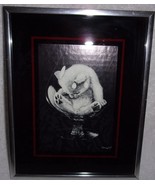 Vintage Figi Giftware 291 Kitten In Wine Glass Etched Print by Campbell ... - $34.11 CAD