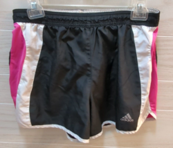 Adidas women&#39;s M Black pink white running athletic Shorts medium - £9.63 GBP